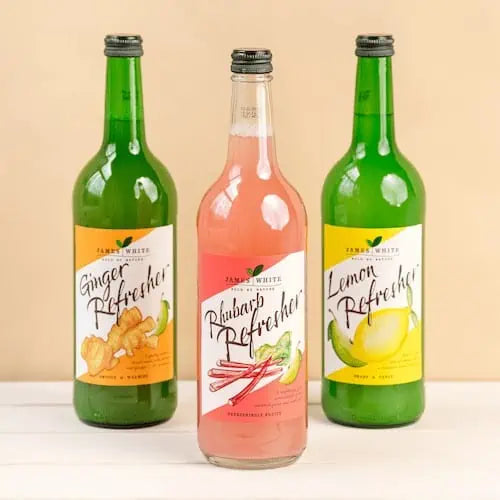 James White Ginger, Rhubarb and Lemon Refresher bottles
